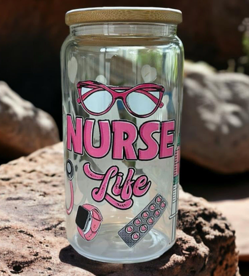 Nurse Life Glass Cup 16oz