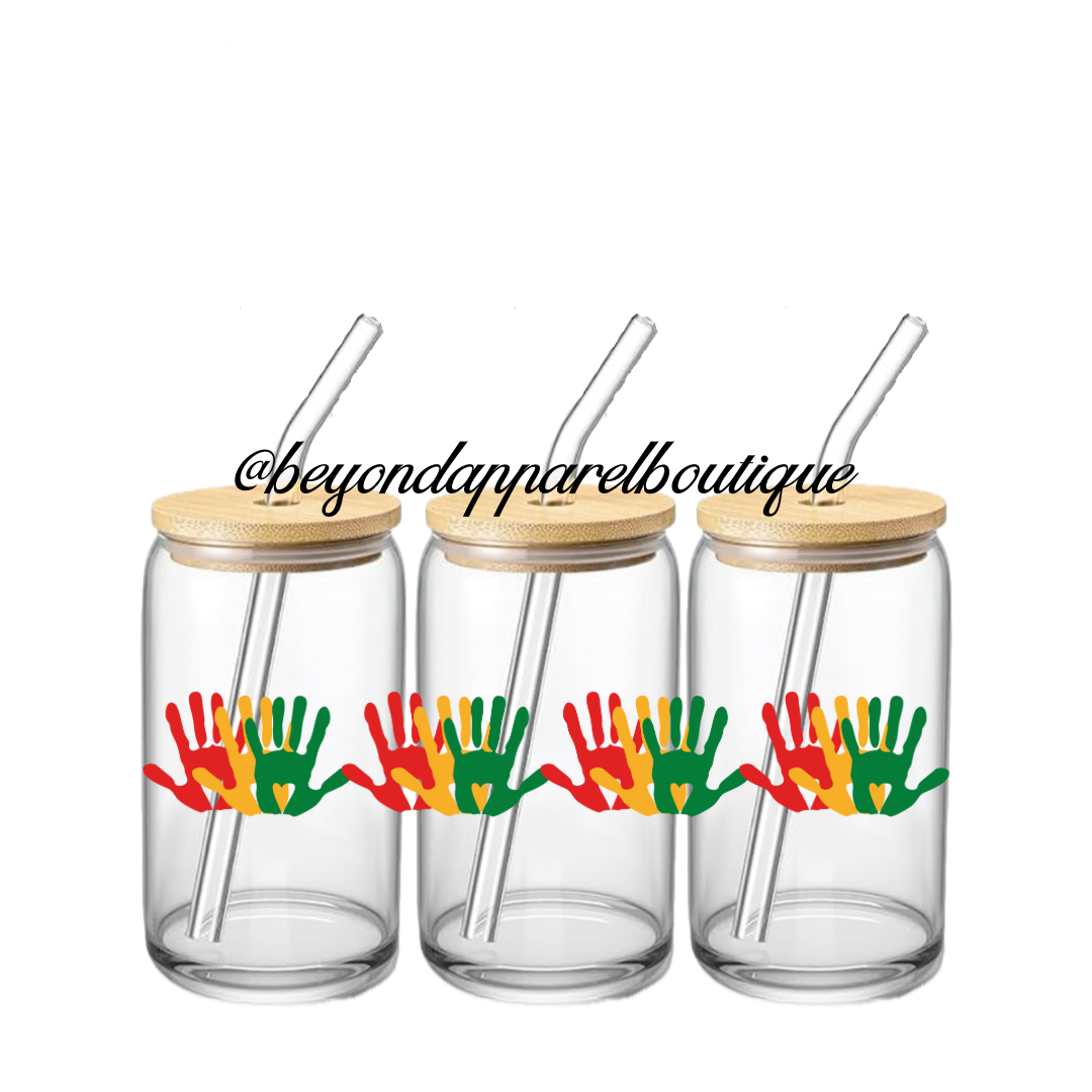 Juneteenth Hands Glass Cup