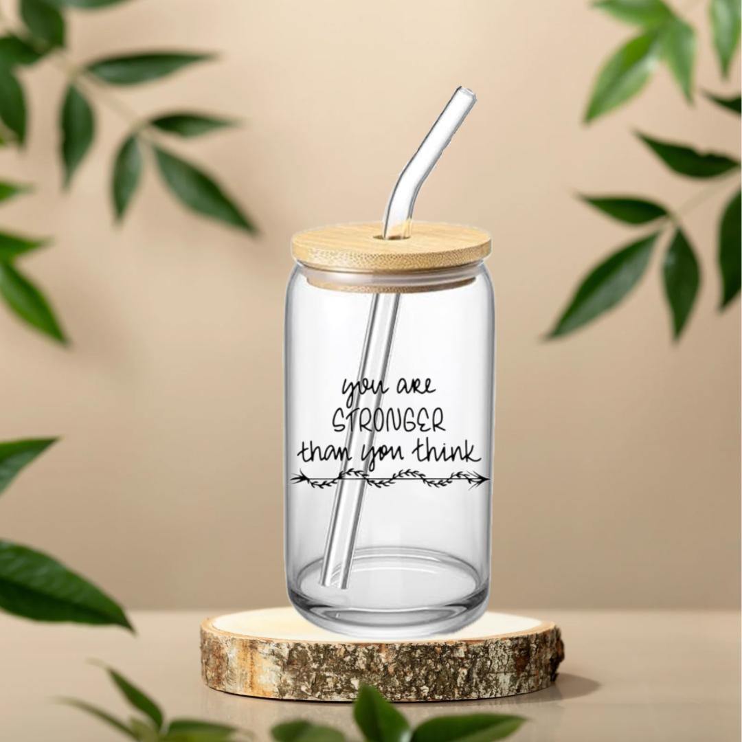 You Are Stronger 16oz Glass Cup