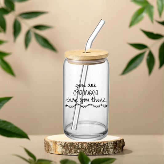 You Are Stronger 16oz Glass Cup