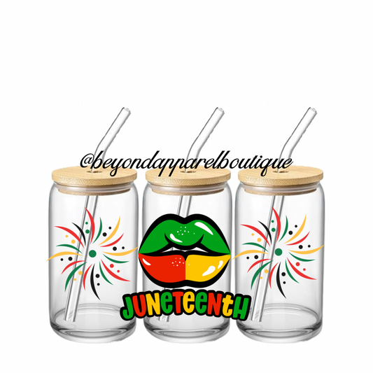 Juneteenth Lips Glass Cup