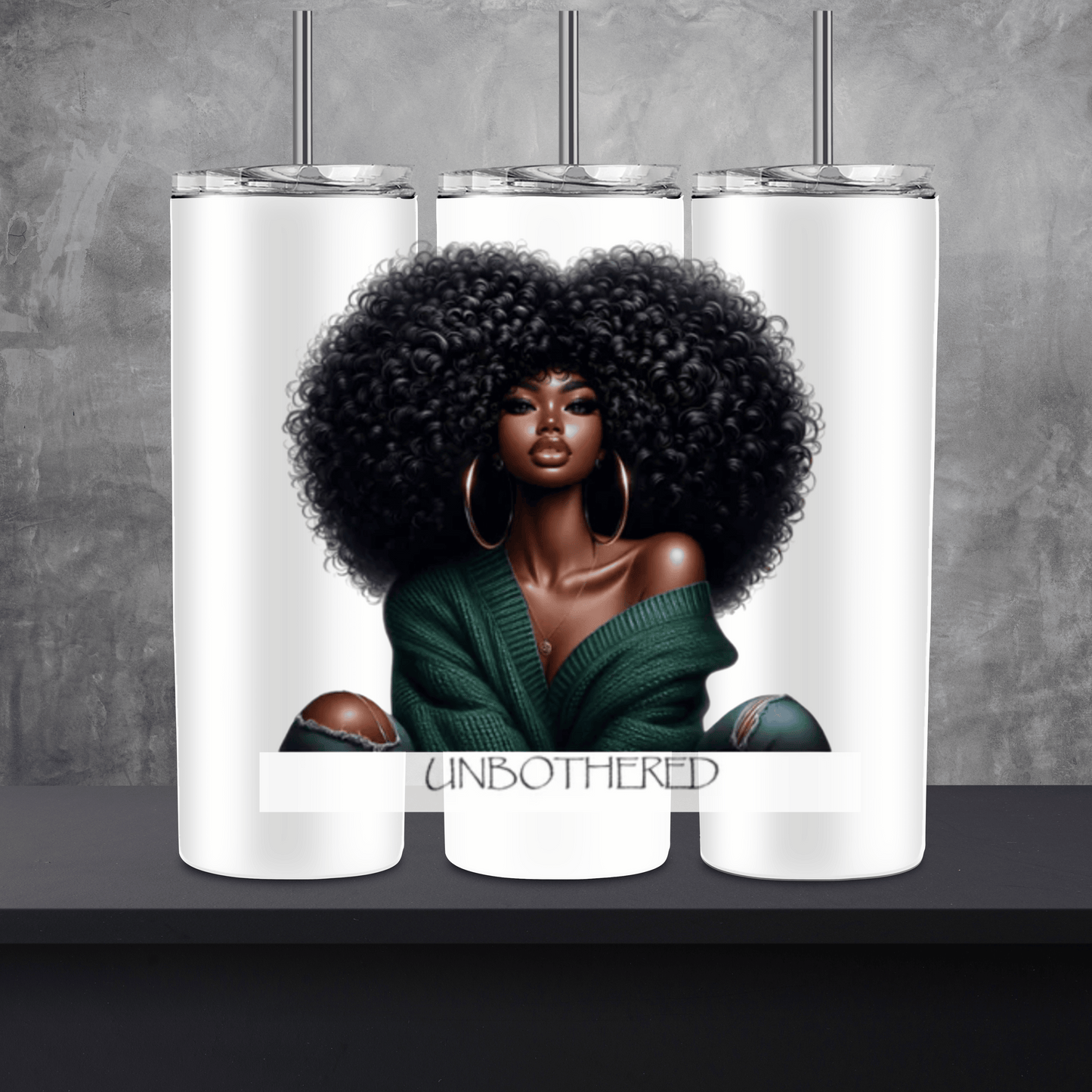 Afro Unbothered 20oz Skinny Sublimation Tumbler
